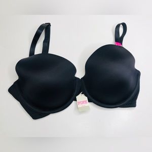 Victoria Secret PINK Tee Shirt 360 Bra Black 36D Nwt